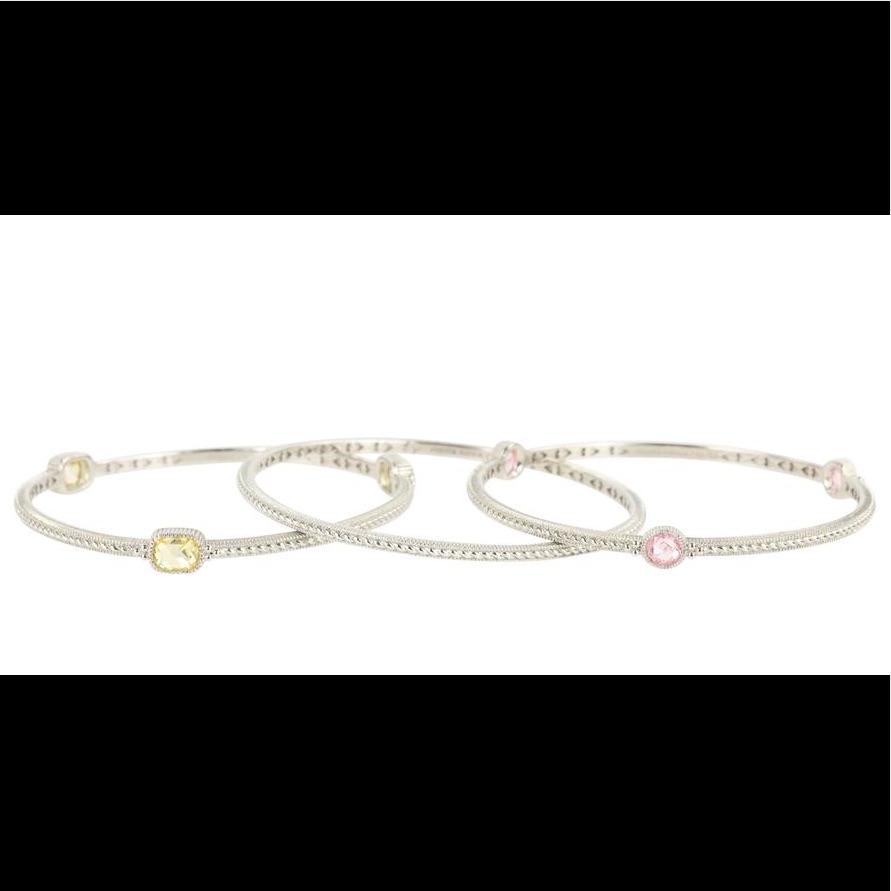 Judith Ripka Canary And Pink Crystal Bracelet Set